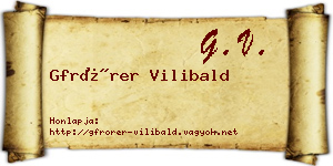 Gfrörer Vilibald névjegykártya
